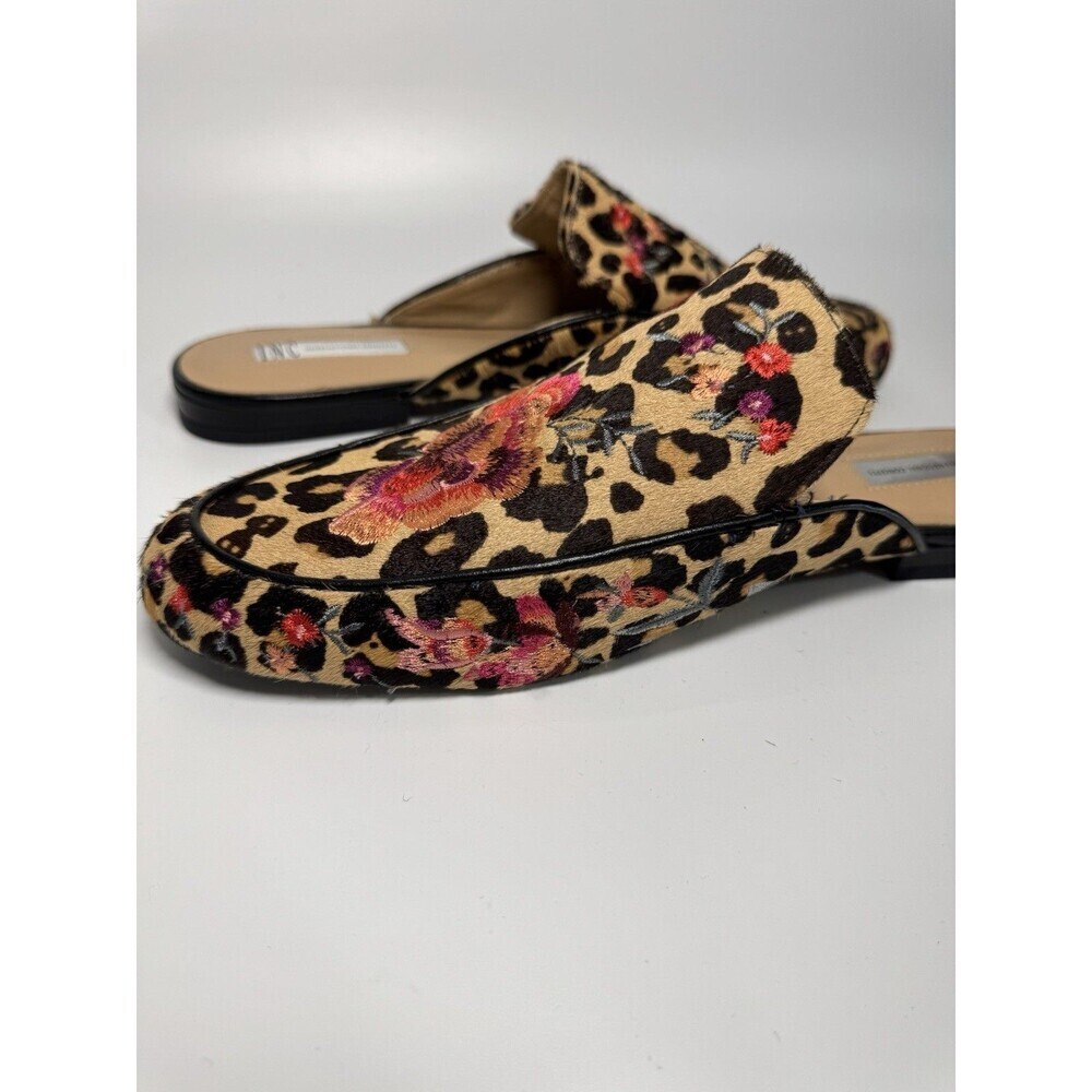 INC Women's Leopard Floral Embroidered Flats Real Calf Hair Mules Shoes 10.5 - Picture 15 of 16